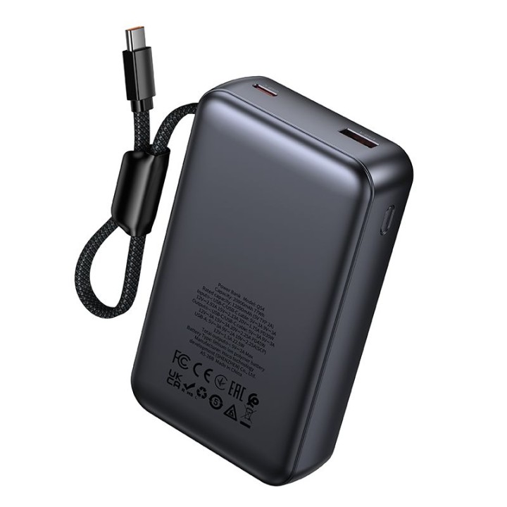 Powerbank 20000 mAh PD QC 2A 45W z wbudowanym kablem USB C Hoco Q54 biały