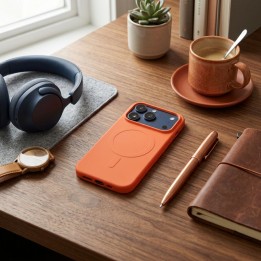 Case for iPhone 18 Pro / 17 Pro Silicone Mag Cover MagSafe compatible (big hole) orange