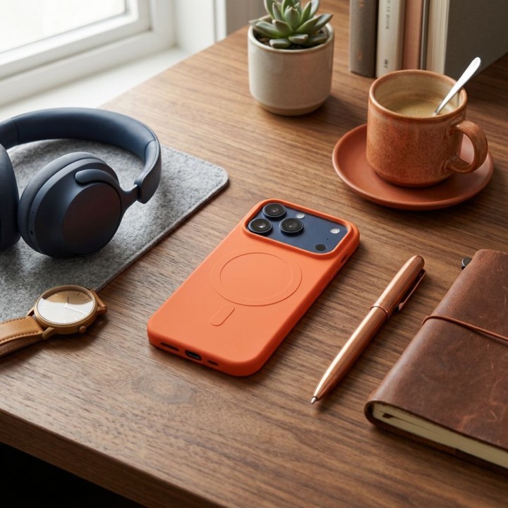 Etui na iPhone 18 Pro / 17 Pro Silicone Mag Cover zgodne z MagSafe (big hole) orange