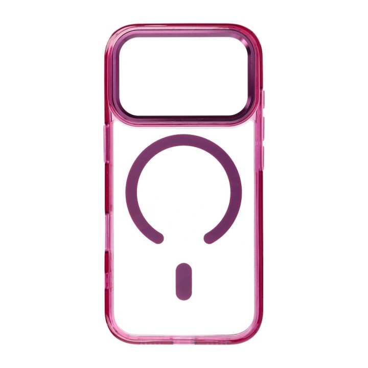 Etui na iPhone 18 Pro / 17 Pro Frame Clear Hybrid Mag Cover zgodny z MagSafe burgundowy