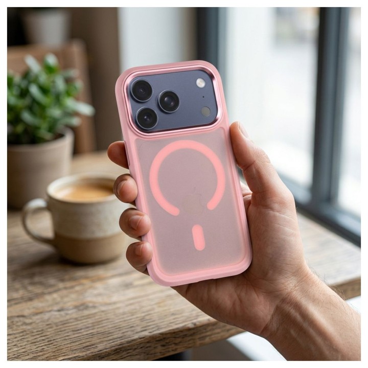 Case for iPhone 18 Pro / 17 Pro Forcell F-Protect Smoke Hybrid Premium MagSafe compatible pink 0INT