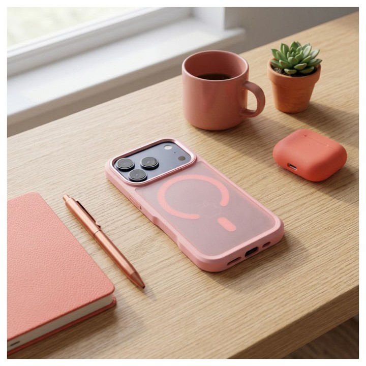 Case for iPhone 18 Pro Max / 17 Pro Max Forcell F-Protect Smoke Hybrid Premium MagSafe compatible pink 0INT