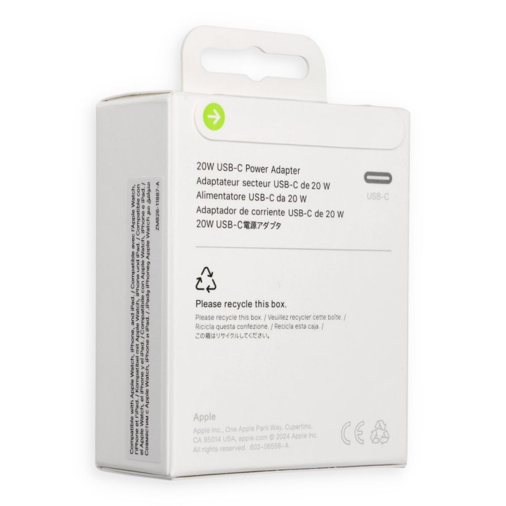 Oryginalna ładowarka sieciowa Apple MD3J4ZM/A A2347 Typ C 20W biała blister