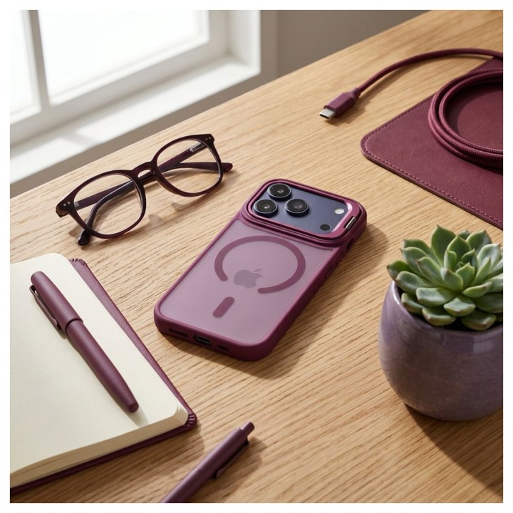 Case for iPhone 18 Pro / 17 Pro Forcell F-Protect Shadow Stand Premium MagSafe compatible burgundy 0INT