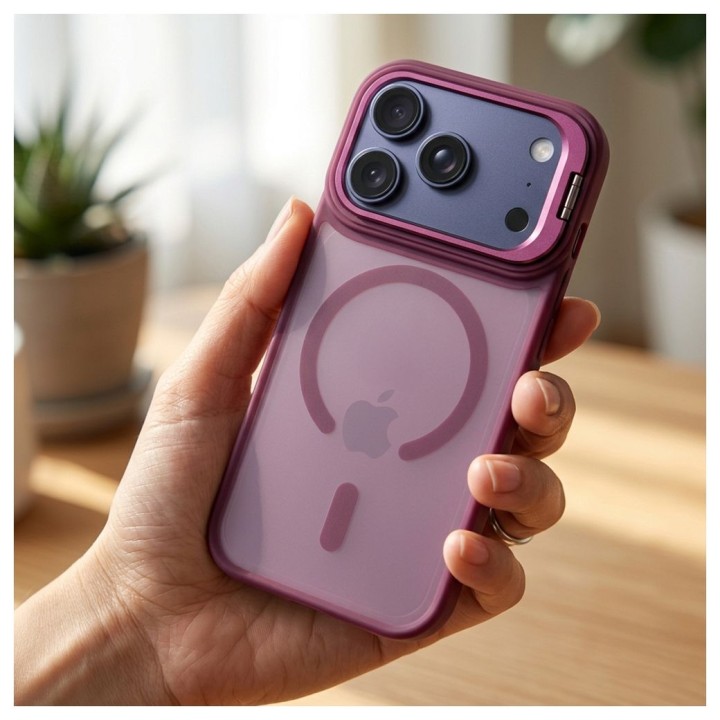 Чехол для iPhone 18 Pro Max / 17 Pro Max Forcell F-Protect Shadow Stand Premium совместимый с MagSafe бордовый 0INT