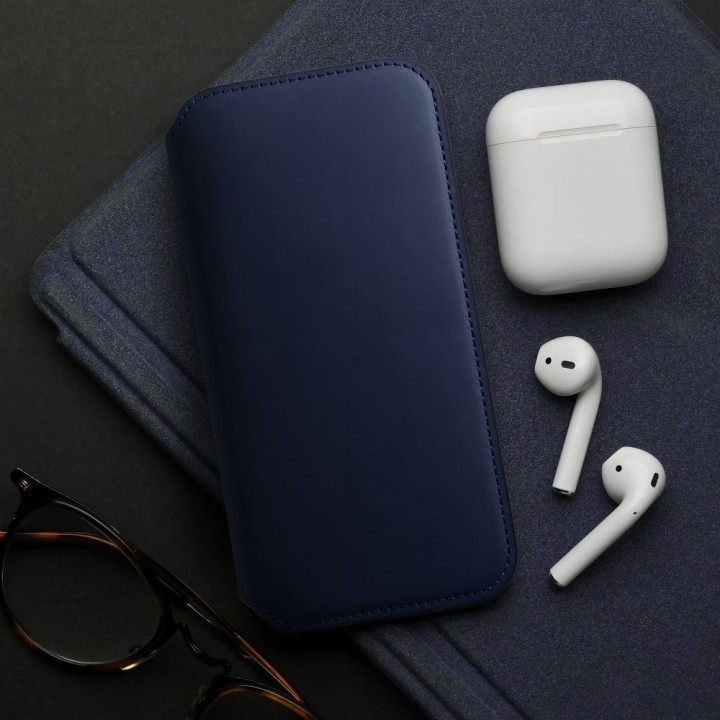 Etui z klapką na Samsung S24 PLUS Dual Pocket Book granatowe