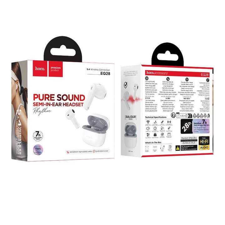 Бездротові навушники-вкладиші Hoco TWS ANC ENC EQ28 білі