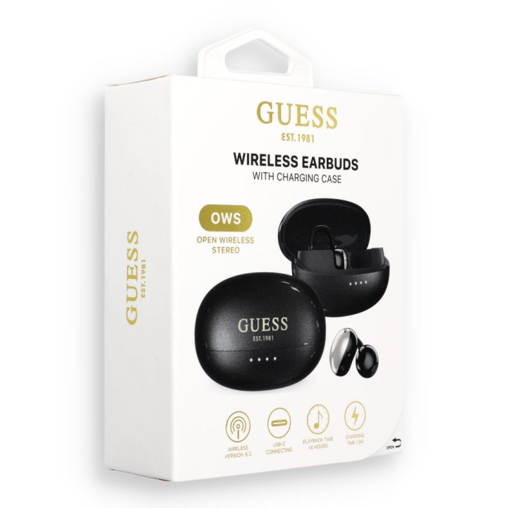 Бездротові навушники-вкладиші OWS Guess Metalic Finish Electropated Parts Classic Logo чорні