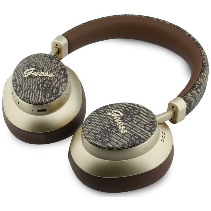 Бездротові накладні навушники Guess ENC 4G Gold Script Metal коричневі
