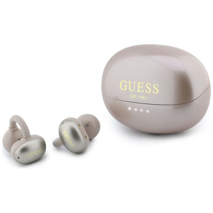 Wireless in-ear headphones OWS Guess Metalic Finish Electropated Parts Classic Logo pink