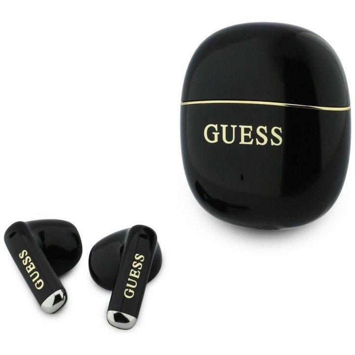 Бездротові навушники-вкладиші TWS Guess Glossy Gold Line Classic чорні