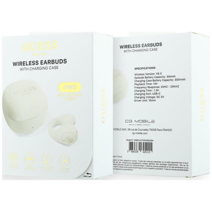 Wireless in-ear headphones OWS Guess Mini Classic white
