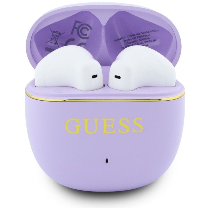 Wireless in-ear headphones TWS Guess Glossy Gold Line Classic purple