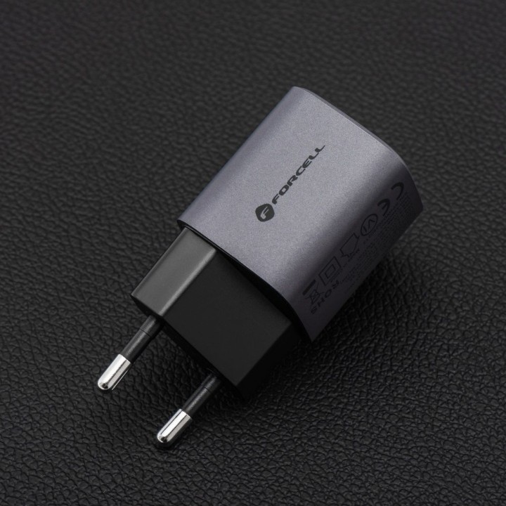 Wall charger for phone Forcell F-Energy GaN USB C + USB A QC4.0 PD 3A 33W VT-31 grey