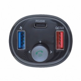ART трансмітер FM Bluetooth 5.0 + USB A QC3.0 + Тип C (total 30W) FM-73 чорний