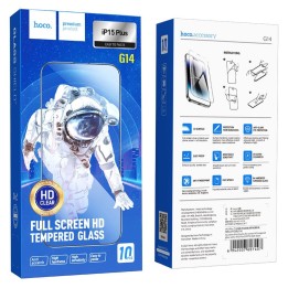 Szkło hartowane 5D do iPhone 15 PLUS / 16 PLUS Hoco HD Guardian shield (SET 10in1) G14 czarne