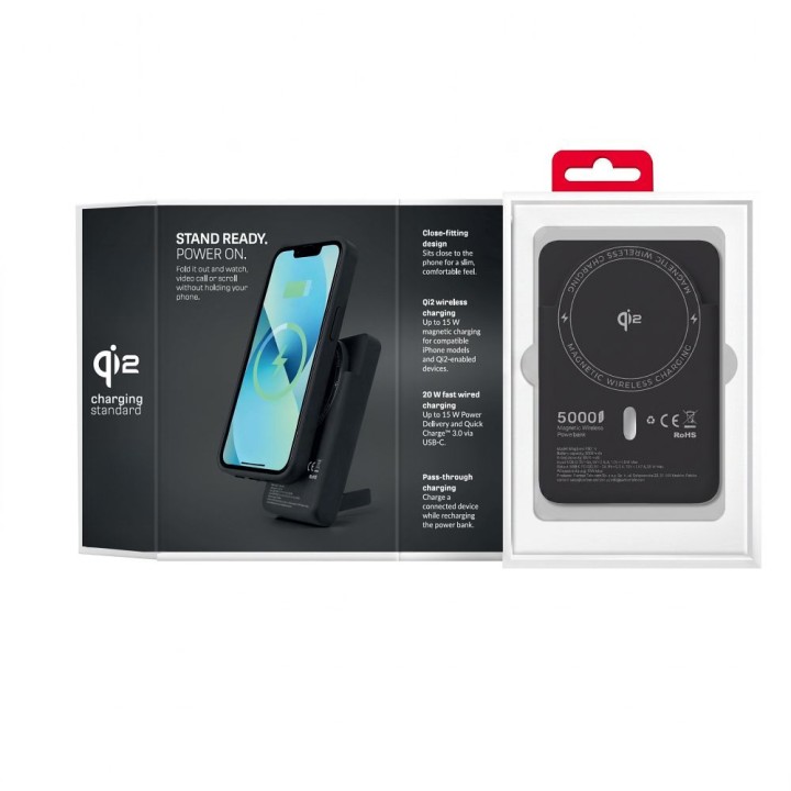 Powerbank zgodny z MagSafe Forcell F-Energy MagStand QI2 F5K10 QC3.0 PD3.0 20W 5000 mAh czarny 0INT