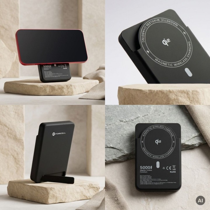 Повербанк сумісний з MagSafe Forcell F-Energy MagStand QI2 F5K10 QC3.0 PD3.0 20W 5000 mAh чорний 0INT