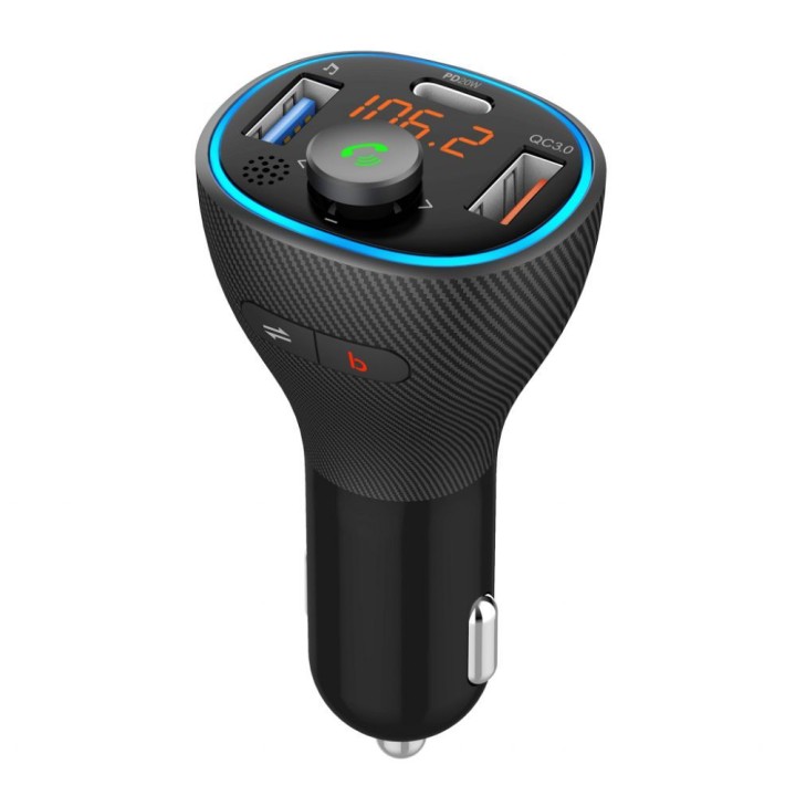 ART трансмітер FM Bluetooth 5.0 + USB A QC3.0 + Тип C (total 30W) FM-73 чорний