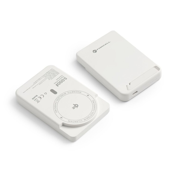 Powerbank zgodny z MagSafe Forcell F-Energy MagStand QI2 F5K10 QC3.0 PD3.0 20W 5000 mAh biały 0INT
