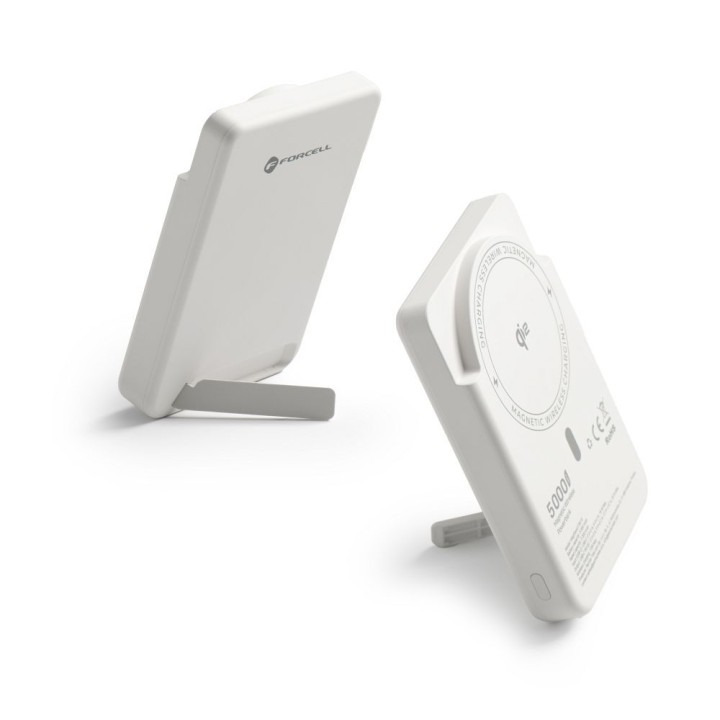 Повербанк сумісний з MagSafe Forcell F-Energy MagStand QI2 F5K10 QC3.0 PD3.0 20W 5000 mAh білий 0INT