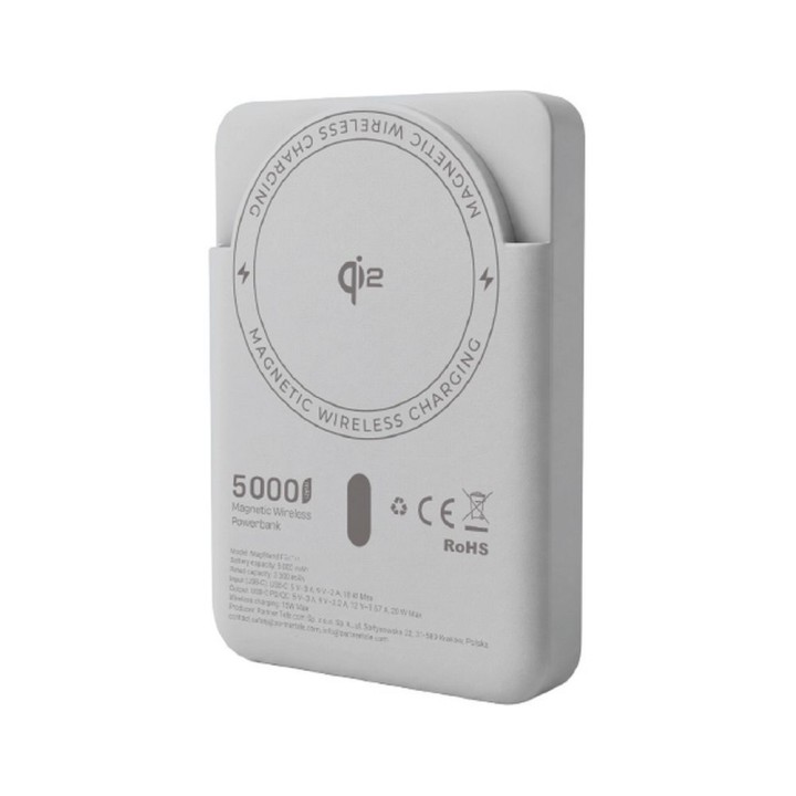 Powerbank zgodny z MagSafe Forcell F-Energy MagStand QI2 F5K10 QC3.0 PD3.0 20W 5000 mAh biały 0INT