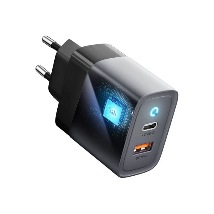 Сетевое зарядное устройство для телефона Forcell F-Energy GaN USB C + USB A QC4.0 PD 4A 45W VT-39 серое