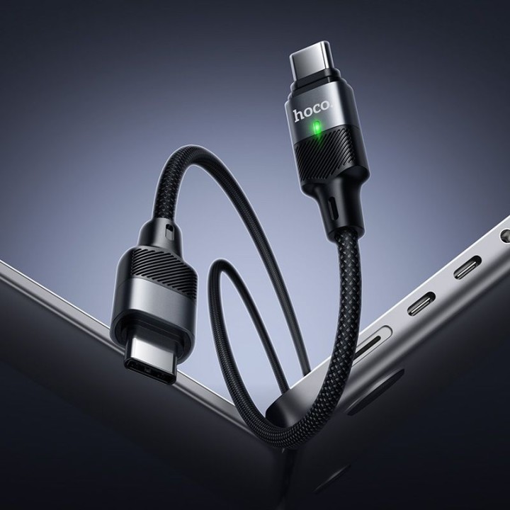 Кабель с магнитным наконечником USB C – USB C Hoco QC3.0 PD 5A 240W 1,2 m U159 черный