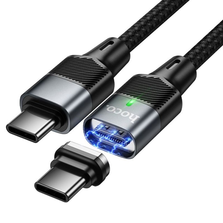 Кабель с магнитным наконечником USB C – USB C Hoco QC3.0 PD 5A 240W 1,2 m U159 черный