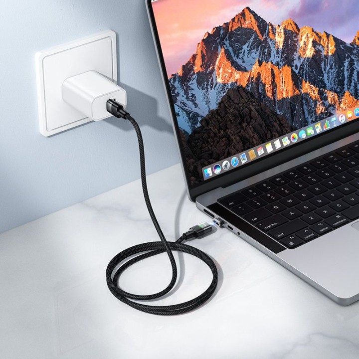 Кабель с магнитным наконечником USB C – USB C Hoco QC3.0 PD 5A 240W 1,2 m U159 черный