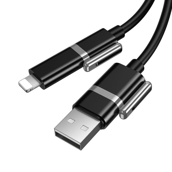 Кабель 4 в 1 USB A/USB C – USB C/Lightning Hoco 3A 60W 1,2 m U155 черный