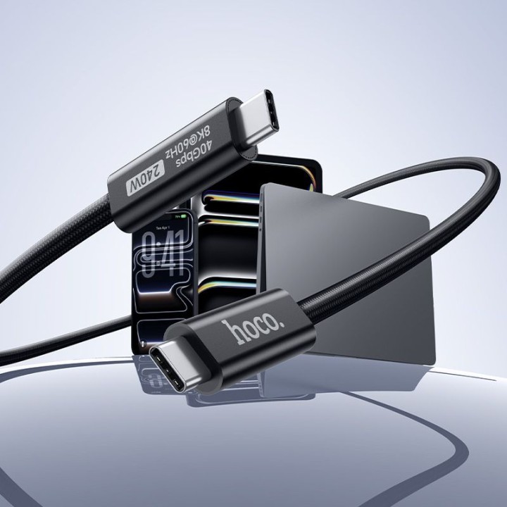 Кабель USB-C – USB-C Hoco USB4 40Gbps/8K60Hz 5A 240W 1m US15 чорний