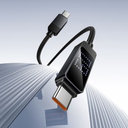 Кабель USB-C – USB-C Hoco 3A 60W с дисплеем Dot Matrix 1 m U154 черный