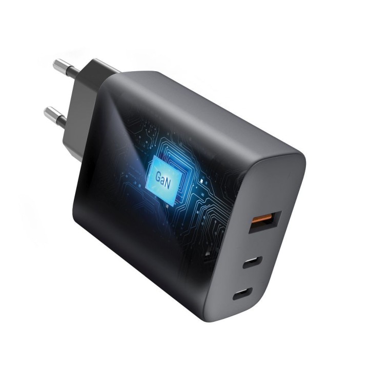 Сетевое зарядное устройство для телефона Forcell F-Energy GaN 2 x USB C + USB A QC4.0 PD 4A 65W VT-42B серое