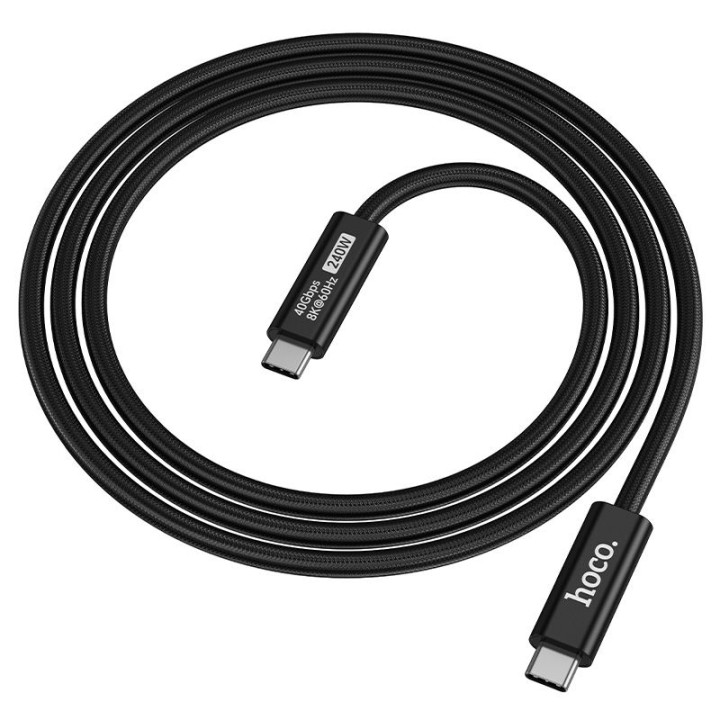 Кабель USB-C – USB-C Hoco USB4 40Gbps/8K60Hz 5A 240W 1m US15 чорний