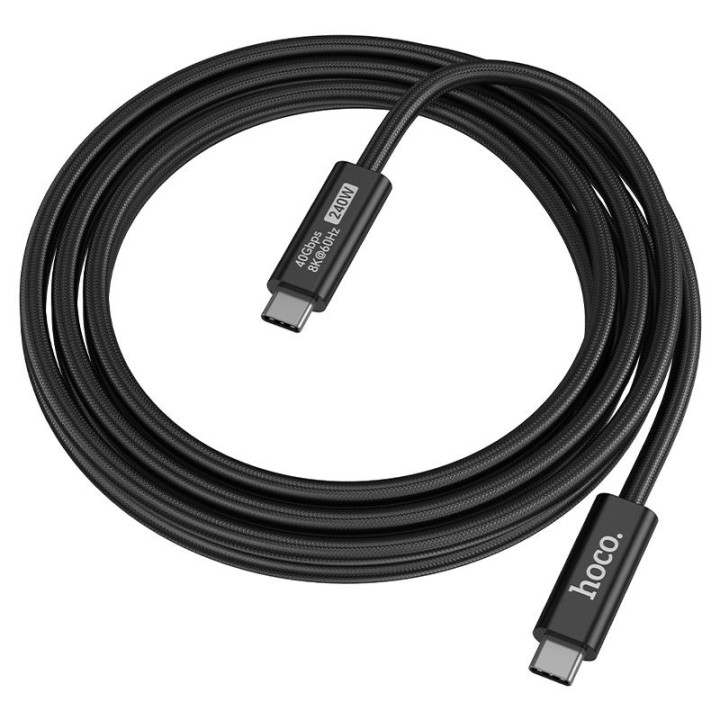 Кабель USB-C – USB-C Hoco USB4 40Gbps/8K60Hz 5A 240W 2m US15 черный