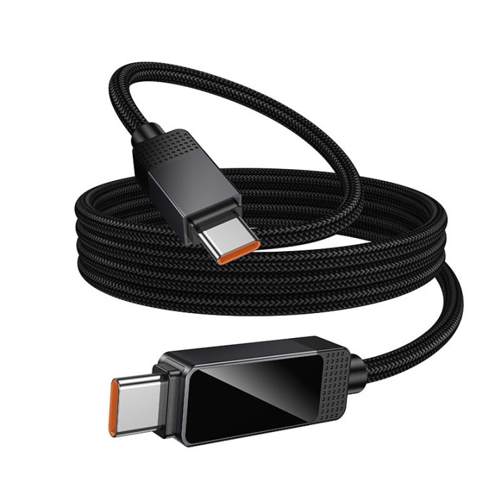 Кабель USB-C – USB-C Hoco 3A 60W с дисплеем Dot Matrix 1 m U154 черный
