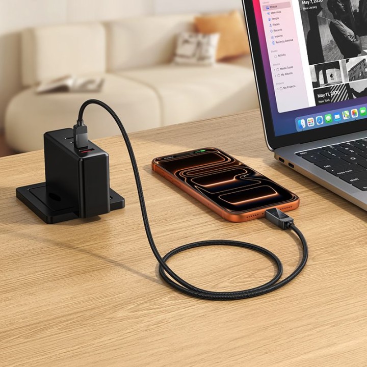 Кабель USB-C – USB-C Hoco 3A 60W з дисплеєм Dot Matrix 1 m U154 чорний