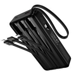 Powerbank 20000 mAh QC PD 2A 22,5W z wbudowanymi kablami USB A + USB C + Lightning + Micro USB Hoco J156A czarny