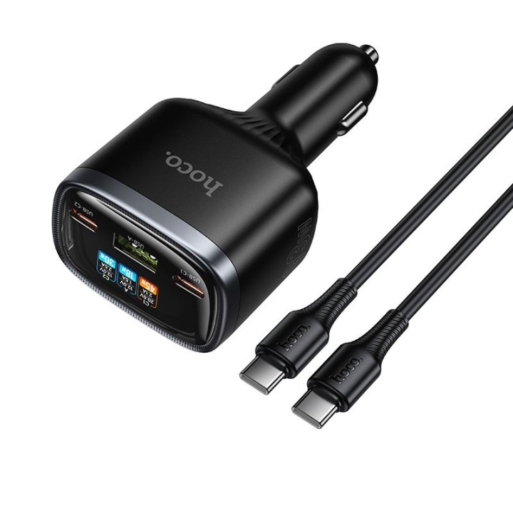 Автомобильное зарядное устройство Hoco USB A + 2x USB C QC3.0 PD 93W + кабель C для C Z70 черное