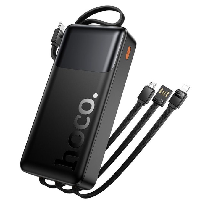 Power bank 20000 mAh QC PD 2A 22,5W with built-in cables USB A + USB C + Lightning + Micro USB Hoco J156A black