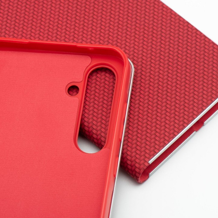 Etui z klapką na Xiaomi Redmi 17 4G / 17 5G EU Luna Book Carbon czerwone