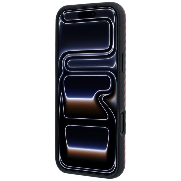 BMW futerał do IPHONE 18 Pro Max/17 Pro Max kompatybilny z MagSafe (Carbon Metal Logo) burgundowy