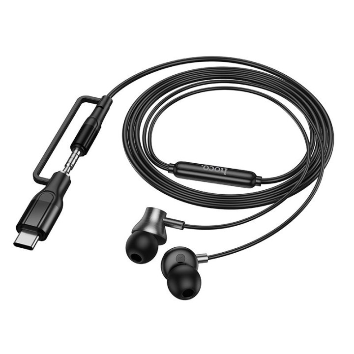 Wired in-ear headphones with microphone Jack 3,5 mm/USB C Hoco M119A black