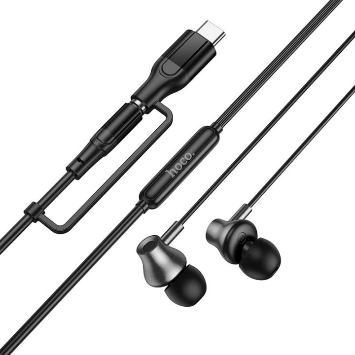 Wired in-ear headphones with microphone Jack 3,5 mm/USB C Hoco M119A black
