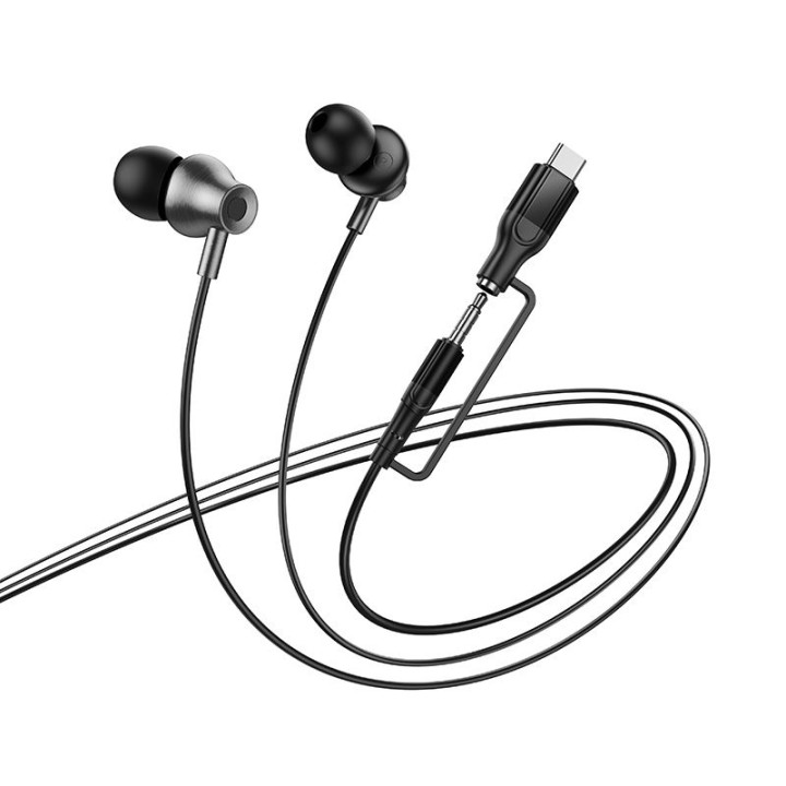 Wired in-ear headphones with microphone Jack 3,5 mm/USB C Hoco M119A black