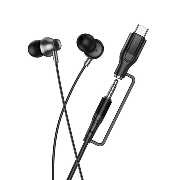 Wired in-ear headphones with microphone Jack 3,5 mm/USB C Hoco M119A black
