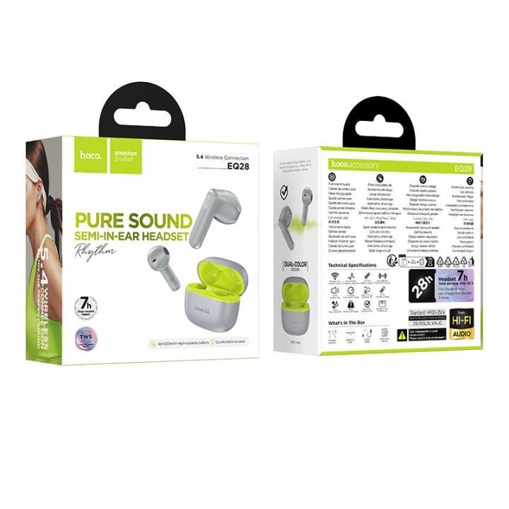 Wireless in-ear headphones Hoco TWS ANC ENC EQ28 grey