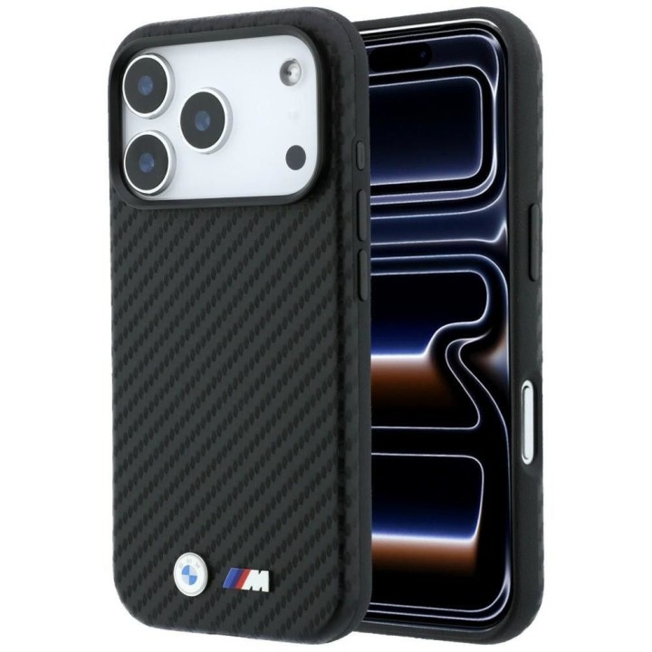 BMW чехол для IPHONE 18 Pro Max/17 Pro Max совместимый с MagSafe (Carbon Metal Logo) черный