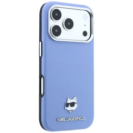 KARL LAGERFELD futerał do IPHONE 18 Pro/ 17 Pro kompatybilny z MagSafe (Grained Choupette Head Metal) jasnoniebieski